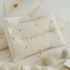 ChezBebe 經典花朵刺繡雙面枕頭, 象牙白