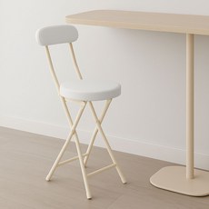 가구느낌 봄 접이식 쿠션 간이 등받이 의자, 베이지, 1개