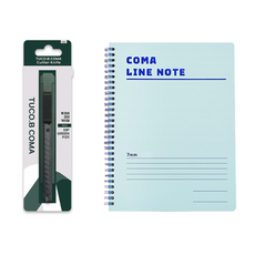 투코비 코마 컴포트그립 커터칼 특수코팅블랙날 + 코마 라인노트 A5 세트, 랜덤발송(커터칼), 스카이(노트), 1세트