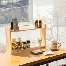 LASSEM 實木廚房層架 2層 迷你 縫隙 收納 調味罐 餐桌 整理架, 梣木