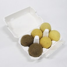 管家貓手工羊毛 Nyangnyang 球玩具 6 件套 4.5cm, 淡黃色, 1組