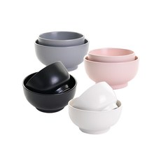 PRELUDE 素色圓形陶瓷餐碗組, 粉色、象牙色、灰色、黑色, 4種空氣+4種零食