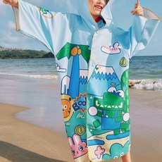 HARAROI Vivid卡通人物連帽毛巾沙灘浴袍