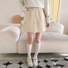 보리맘 기모 카고 겨울 임부복 코듀로이 미니 스커트 J097