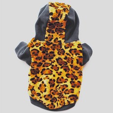 狂野豹紋虎紋配色雪花狗狗連帽衫, 炭灰色, 1個