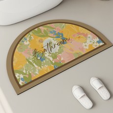 위더홈 모던 컨셉 플라워 하프문 발매트, 옐로우, 1개