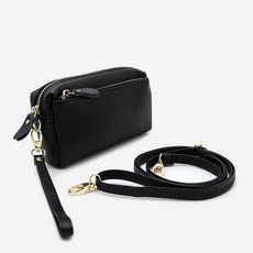 LULU 皮革迷你斜背包+配飾, 黑色（交叉袋），隨機發貨（組件）