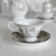 CoTe TaBLe Laila 花朵杯 180ml + 盤子組, 棕色, 1套