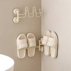 efactory Judy N 旋轉式吸盤浴室室內拖鞋整理架, 奶油色, 1個