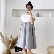 格紋網紗孕婦裝