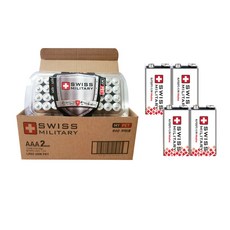 스위스밀리터리 알카라인 AAA건전지 40p + 알카라인 9볼트 건전지 4p 세트, 2개