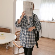 에스텔라 임산부 유러피언 루즈핏 체크 셔츠 재킷 zxs201
