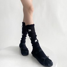 맙소샵 여성용 동그리 발레코어 리본 패션 니삭스 HR325