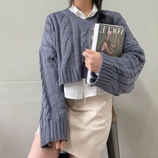 LOV'S 女款寬鬆V領短版針織衫