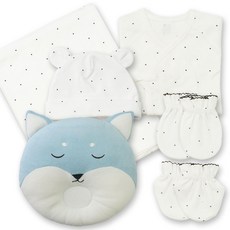 babybear 嬰幼兒用星星新生兒蝴蝶衣 + 防抓手套 + 腳套 + 新生兒帽 + 包巾 + 狐狸塑型枕套組