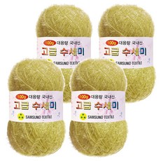 yarna 100g 대용량 고급수세미 뜨개실 4p + A인쇄도안 8종 세트, 160 올리브버터, 1세트