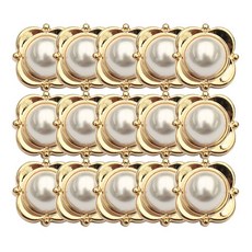 鏡面珍珠電鍍鈕扣 21mm, 15個, 金色