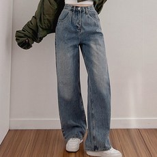 아이엠베스트 여성용 제니핏 핀턱 와이드 데님 팬츠