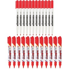 AMOS 油性筆 12入+油性簽字筆 12入, 紅色的, 1套