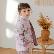 Lala Amang 童款彩虹圖案毛茸茸雙面夾克