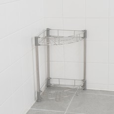 首爾家居 多用途不鏽鋼角落層架 2層, 單一顏色, 1個
