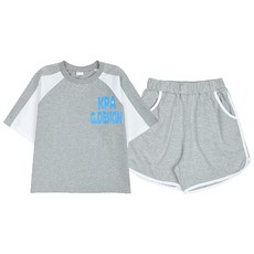 KISPO 女童款休閒印字4分袖套裝