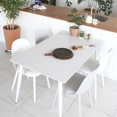 참갤러리 퓨어 라운드 포세린 통 세라믹 1400 식탁세트 4인용 방문설치, 화이트 + 그레이 + 화이트, 일반의자 4