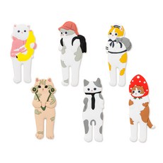 角色貓咪造型磁吸式多功能掛勾 6種組, 草莓貓、香蕉貓、海洋造型貓、背包貓、領帶貓、博士貓, 1組