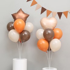 P&B UNITY 氣球支架 2p + 氣球組合套裝, 11 棕色 星星愛心, 1套