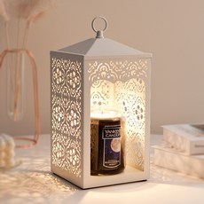 YANKEE CANDLE 轉盤式計時器蠟燭加熱燈+蠟燭 L號+燈泡組 2入, 白色(融蠟燈)+Midsummers Night(蠟燭)