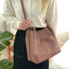 FROM HEAVEN 女款素色口袋單肩斜背包 S310, 獨立粉紅色