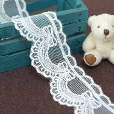 Chouchourum 網紗蕾絲 緞帶 1260cm, 網紗蕾絲-緞帶(白色), 1個