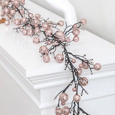 flowertree 室內牆壁裝飾小物 閃亮球串掛飾 180cm, 玫瑰粉