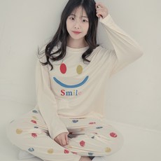 CocoDream 青少年休閒微笑長袖睡衣套裝