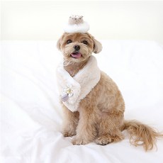 ITS DOG 寵物珍珠貝花韓服披肩, 米色