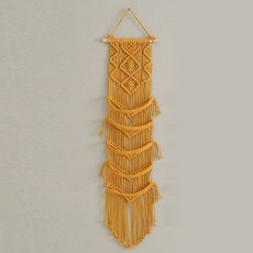 더플로우커머스 핸드위빙 마크라메 태피스트리 모자 월 디스플레이, 옐로우