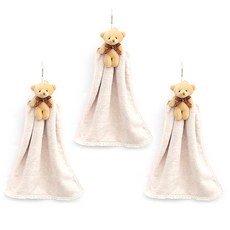 Market A 蝴蝶結熊擦手巾, 米色, 3個