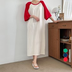 데이템 여성용 나그랑 반팔 롱 원피스