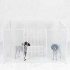 DING DONG PET 寵物透明圍欄 大型 11片 + 安全門, 1組, 白色
