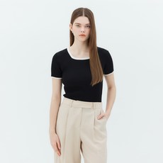 MIND BRIDGE 女款羅紋撞色修身針織衫 MYKT3205