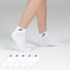 스케쳐스 남성용 S 블랙로고 단목 양말, 화이트, 5개 화이트, 5개