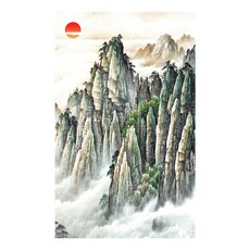 帶來幸運的絕景太陽東洋畫, 灰色+棕色+紅色+綠色+黑色