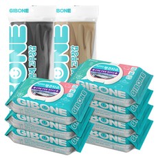GIBONE 掀蓋式清潔濕紙巾 7包+橡膠清潔手套 M號 2雙, 隨機出貨, 1組, 中( M)