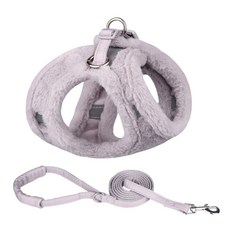 PASTEL PET 柔軟反光胸背帶 + 牽繩套組, 灰色, 1套