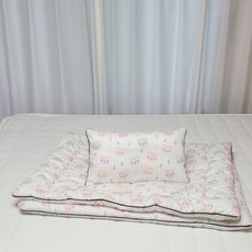 ahtty blanc 棉質好眠枕頭套 2入 + 枕芯 + 薄被套組, 格紋熊