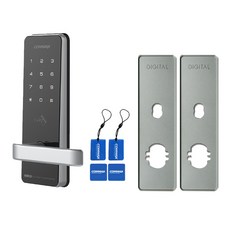 COMMAX 康邁世 免鑽孔有把手門鎖 + 感應卡 4入 + 有把手用加固板套組 CDL-400M, 顧客自行安裝