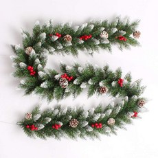 摩達客 聖誕裝飾樹藤條, 刷白白松果紅果, 1個