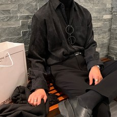 男士時尚潮流風格基本款燈芯絨長袖襯衫兼開襟衫