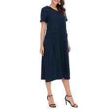 마켓에이 루즈핏 롱 통기성 린넨 원피스