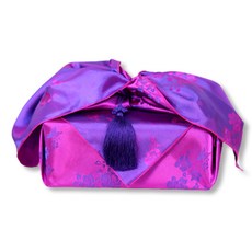 happytool 蝴蝶緞面包袱巾 + 紙繩 + 韓式結飾套組 紫色, 1套